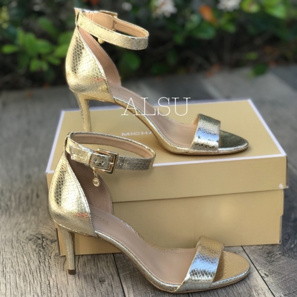 Michael Kors Shoes - Michael Kors Sylvie MID Sandal Pale Gold W AUTHENT